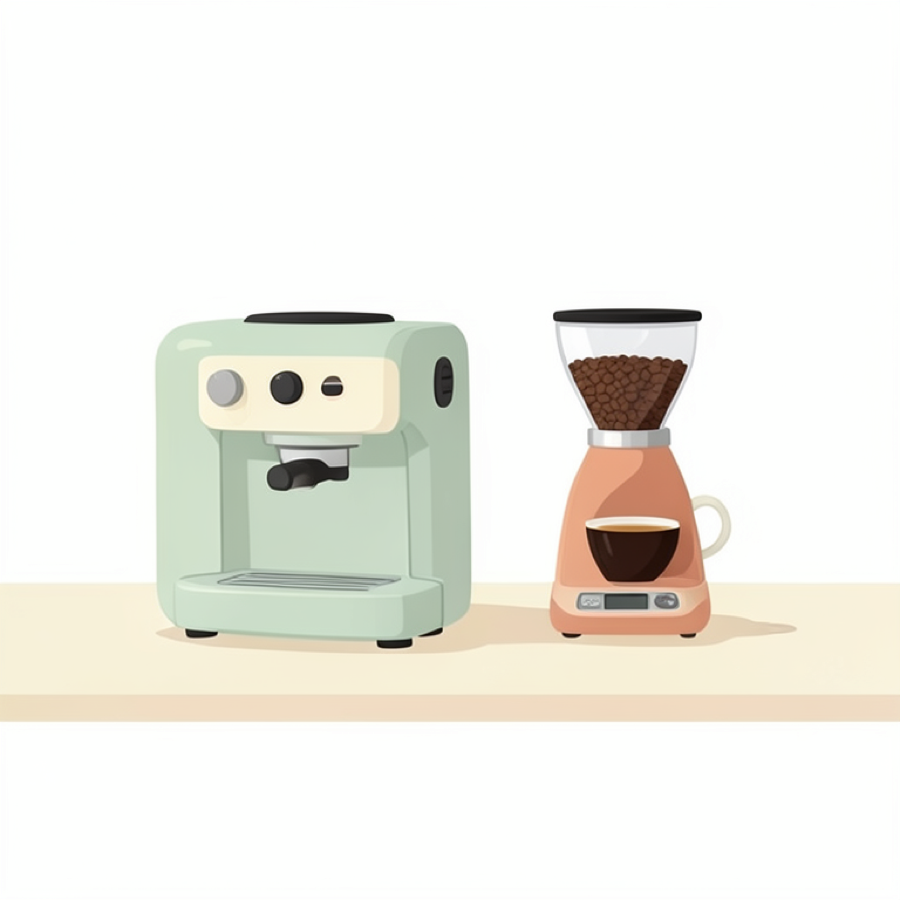 Espresso machine and grinder illustration
